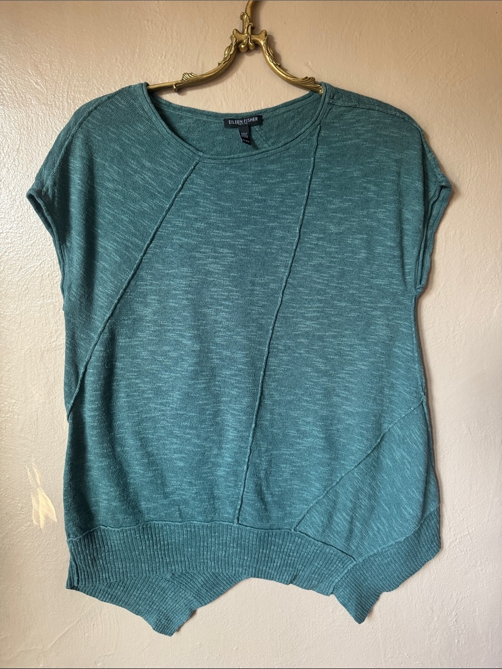 Eileen Fisher Knit Linen Blend Blouse Size Petite Large
